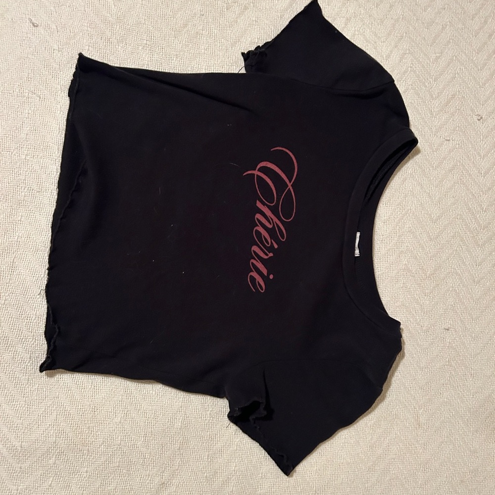 Garage Black Tee with Red 'Chérie' Script